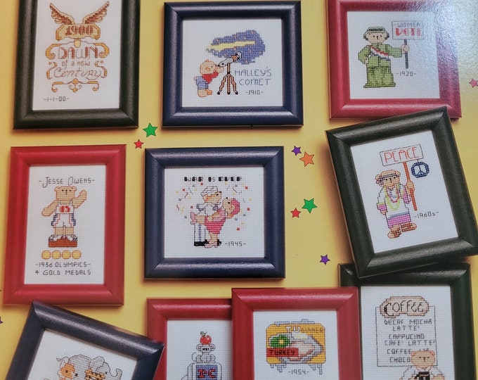 Vintage American School of Needlework 100 Flashbacks of the Twentieth Century Cross Stitch Pattern Book.
