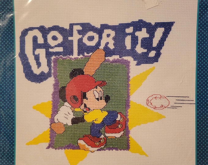 Mickey Unlimited Go For It Cross Stitch Kit. FREE SHIPPING. New Condition.