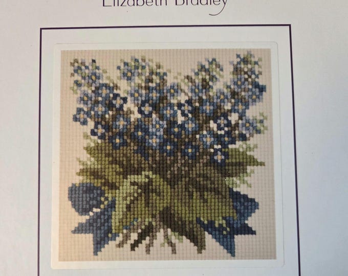 Elizabeth Bradley Forget Me Not Luxury Mini Needlepoint Canvas Kit. 10 Mesh 6"x6". Preowned Estate Sale Like New Condition. Free Shipping.