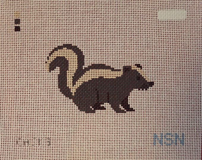 Skunk Painted Needlepoint Canvas 3"x4.7"  finished size #13 mesh. New Condition. Free Shipping.