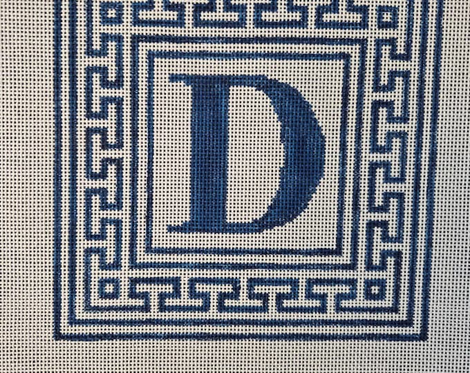 Letter D Handpainted Needlepoint Canvas.  13# 8" x 8". Preowned Estate Sale Like New Condition.