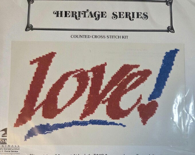 Heritage Postage Series Love Cross Stitch Kit. FREE SHIPPING. Preowned Good Condition.
