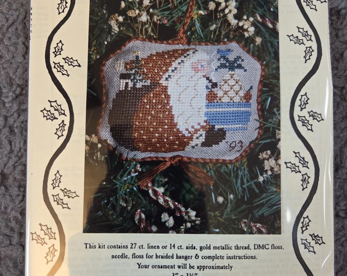 Homespun Elegance 1993 Bearing Fruits Santa Cross Stitch Pattern Kit. Free Shipping. GoodCondition.