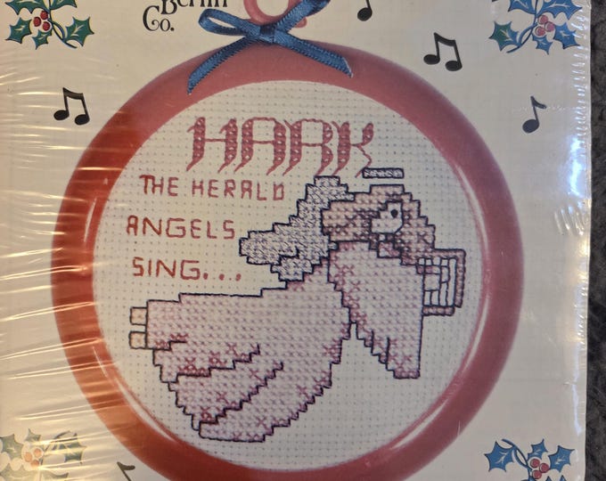 New Berlin Hark The Herald Angels Sing Counted Cross Stitch Kit. FREE SHIPPING. Older Condition. Music doesnt seem to work.