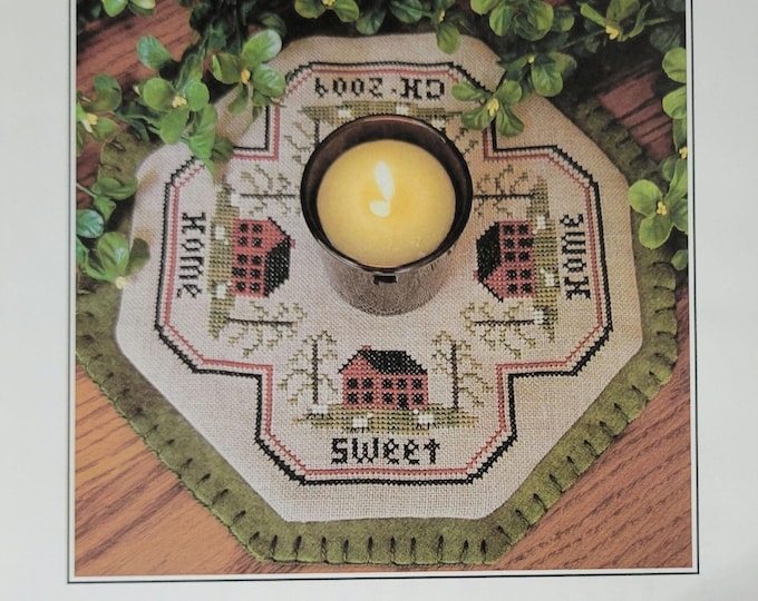 Prairie Grove Peddler Candle Mats Red Houses Cross Stitch Pattern. FREE SHIPPING.