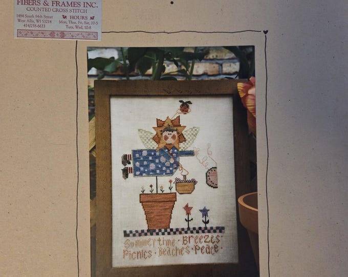 Fanci That Folk Art Summer Angel Cross Stitch Pattern. FREE SHIPPING. Used Condition. Some writing in chart.