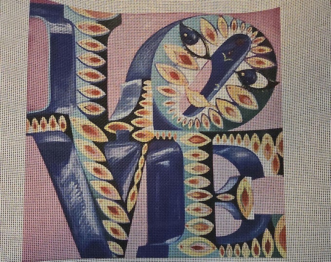 Love Needlepoint Canvas 16x16. Preowned. FREE Shipping.