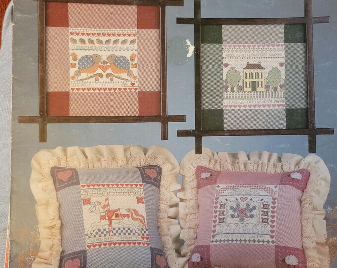 Vintage Leisure Arts Hopscotch Samplers Cross Stitch Pattern. Free SHIPPING.