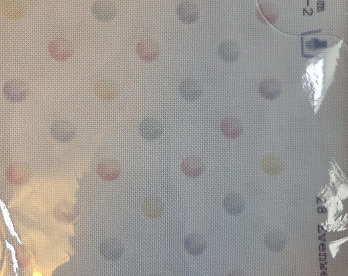 28ct 18x27 Candy Pastel Dots Evenweave. FREE SHIPPING.