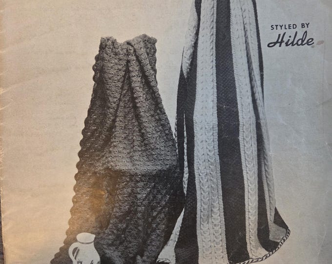 New Afghans Fashions in Wool. FREE SHIPPING. Old Vintage Condition.