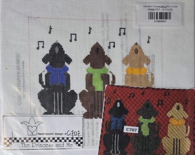 The Princess & Me Labrador Chorus with Stitch Guide Needlepoint Canvas 5"x6.5" 18 Mesh New Preowned Condition. Free Shipping.