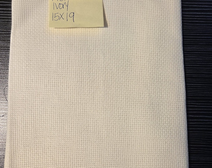 Aida Cloth 14ct 15"x19" ivory. FREE SHIPPING.