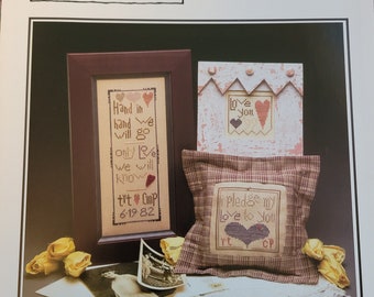Vintage Heart In Hand Love Letters. Cross Stitch Pattern.