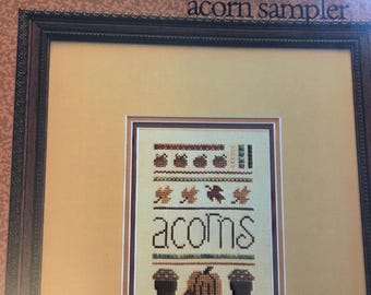 Heart In Hand Acorn Sampler Cross Stitch Pattern. FREE SHIPPING. Used Condition