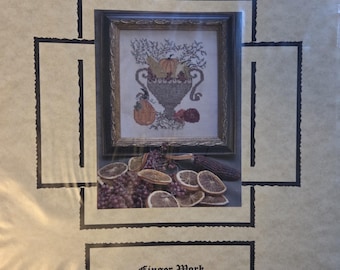 Finger Work Autumn Abundance Cross Stitch Pattern. FREE SHIPPING.