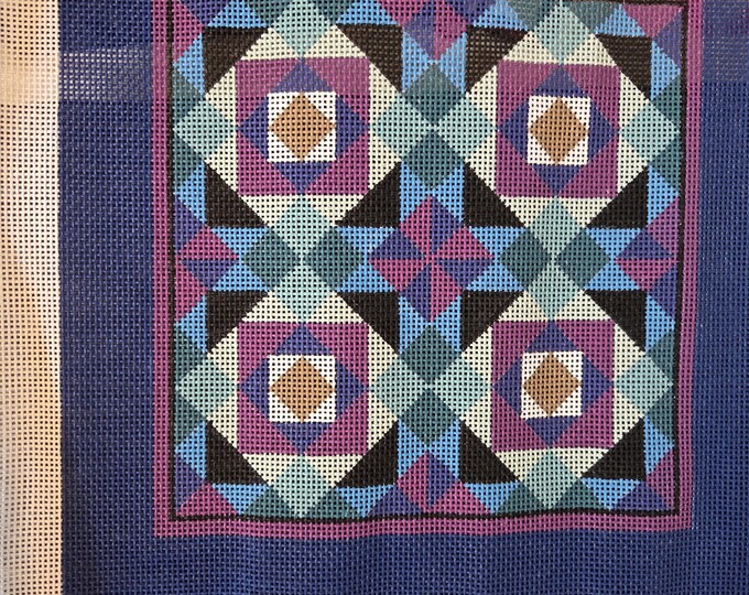 Susan Roberts Colonial Garden Needlepoint Canvas. 13# 10" Square. Preowned Estate Sale Like Good Condition. Canvas Rolled.