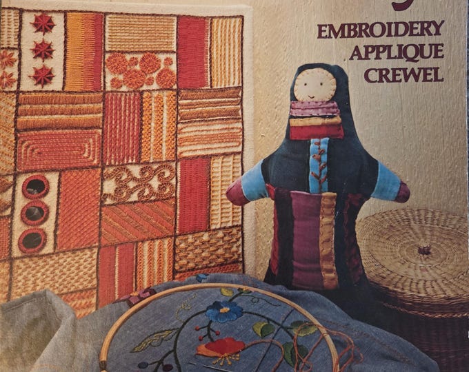 Stitchery Embroidery Applique Crewel Pattern Book. Free SHIPPING. Older Used Condition some water staining.