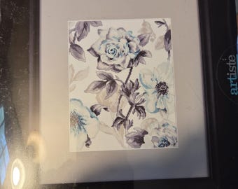 Artiste Teal Floral Counted Cross Stitch Kit. FREE SHIPPING. Older Condition.