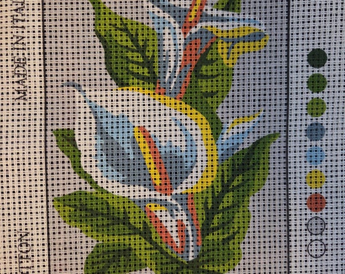 Cala Lillies Printed Needlepoint 8x6 Canvas Gobelins Oscarre K. Free Shipping.