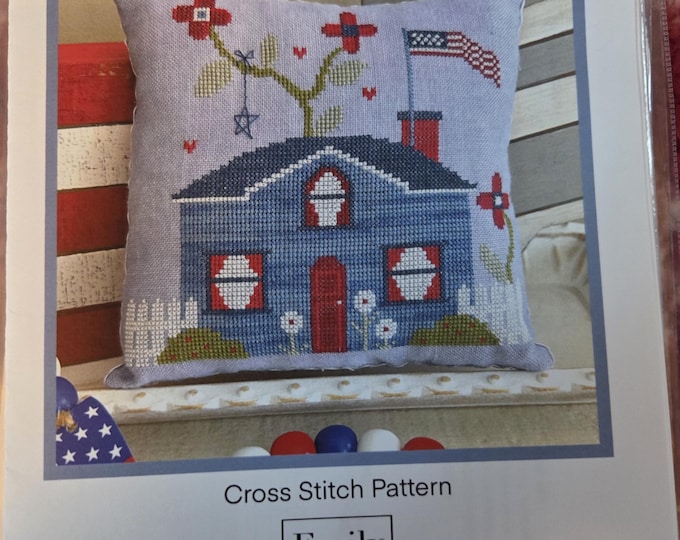 Emily Call Patriotic House 2 Cross Stitch Pattern. Free Shipping. Good Condition.
