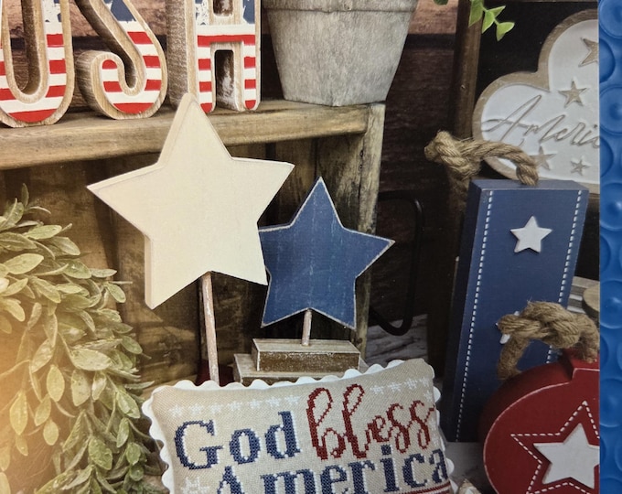 Primrose Cottage God Bless America Cross Stitch Pattern. Free Shipping. New Condition.