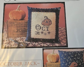 Dulaney Woods Treasures October Jack Cross Stitch Pattern. FREE SHIPPING. Estate Sale Preowned Good Condition.