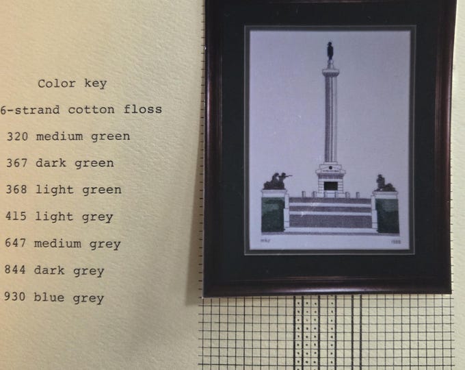 Wisconsin Monument Vicksburg National Military Park Cross Stitch Pattern. FREE SHIPPING. Used Older Condition.