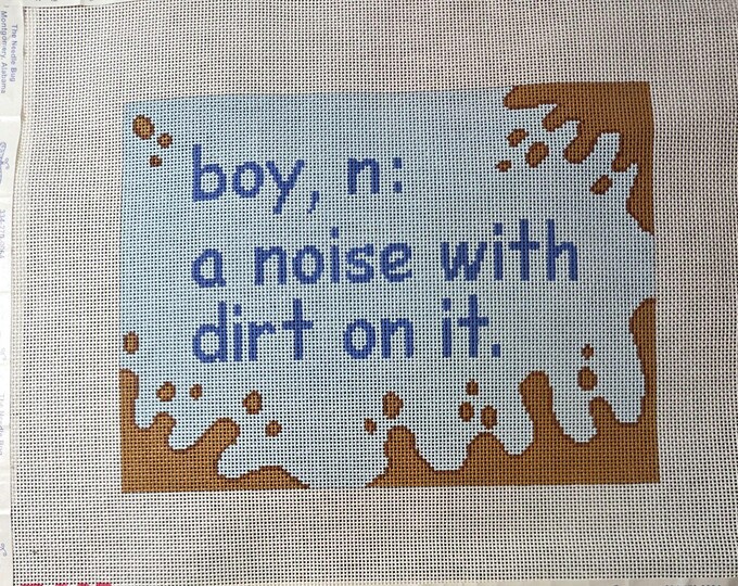 Rachel Donley Boy Definition Needlepoint Canvas.  18 Mesh 8"x6". Preowned Estate Sale Like New Condition. Free Shipping.