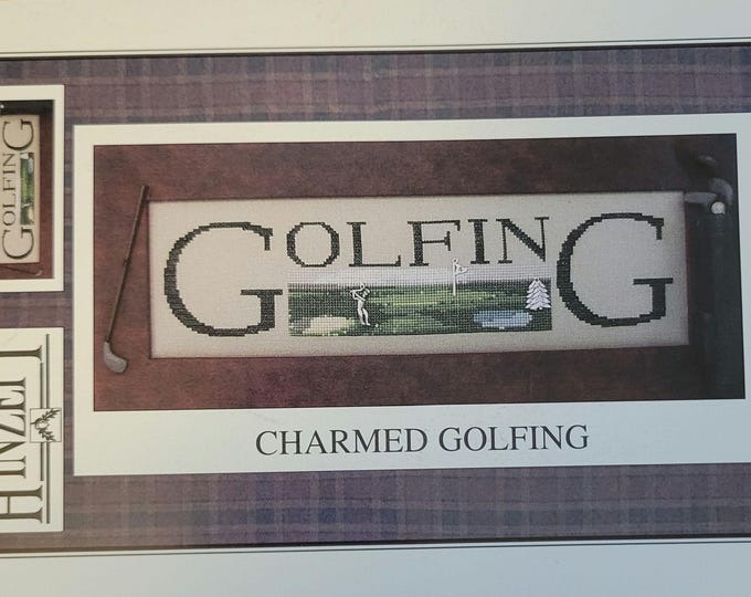 Hinzeit Golfing Cross Stitch Pattern. Embellishments not included. FREE SHIPPING.