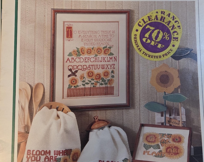 Color Charts Sunflower Sampler Cross Stitch Pattern. FREE SHIPPING. Used Condition.