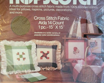 Charles Craft Hopscotch 14ct 15x15 Aida Cloth Brown. FREE SHIPPING.