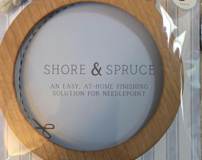 Shore & Spruce Cherry Wood Cream Rope Self Finishing Ornament/Tag Fits 4" Canvas. FREE SHIPPING. New Condition.