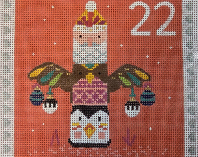 Kate Dickerson Needlepoint Collections Klara Hawkins Advent Stamp22 North America Needlepoint Canvas. Preowned GoodCondition. Free Shipping.