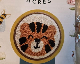 Urban Acres Tiger Punch Needle Pattern Kit. Missing Punch Needle Tool Estate Sale Preowned Good Condition. Repackaged.  Free SHIPPING.