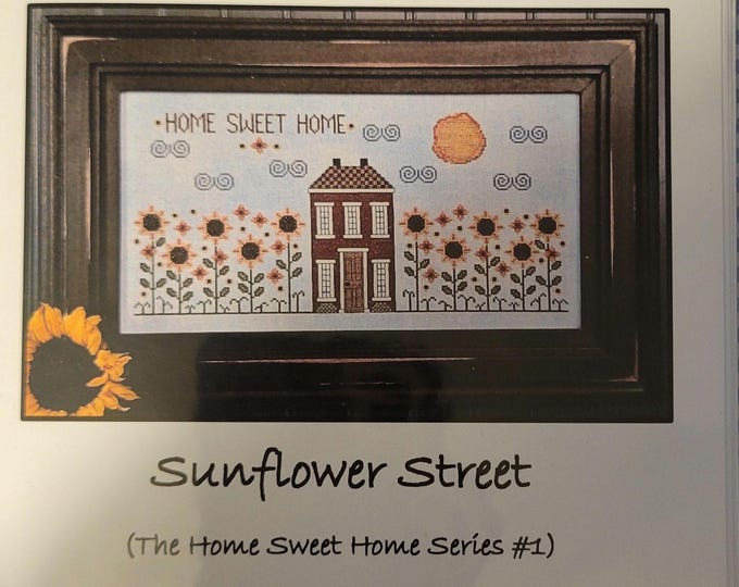 Vintage Needleart Sunflower Street Home Sweet Home  Cross Stitch Pattern. Free Shipping. Good Condition.