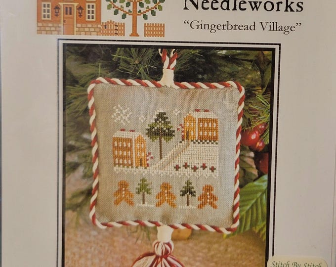 Little House Needleworks Gingerbread Village Ornament of the Month Cross Stitch Pattern. FREE Shipping.