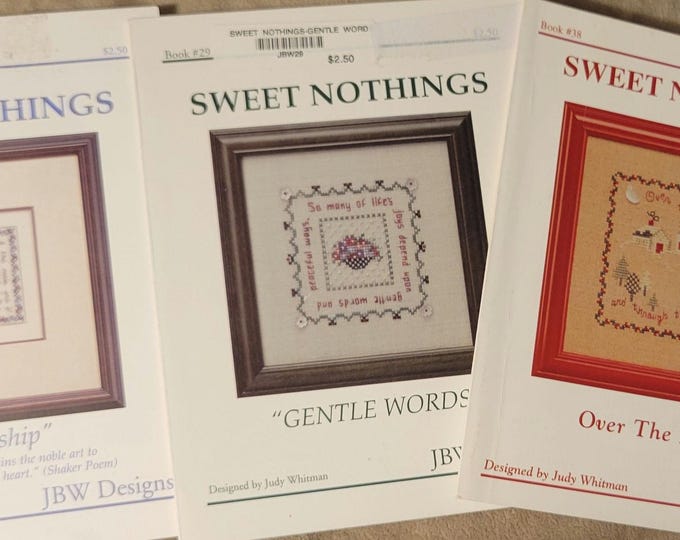 Sweet Nothings Mini Cross Stitch Pattern. Friendship, Gentle Words, Over The River, Sisters, Sweet Hearts, Ready, Set, Go. FREE SHIPPING.