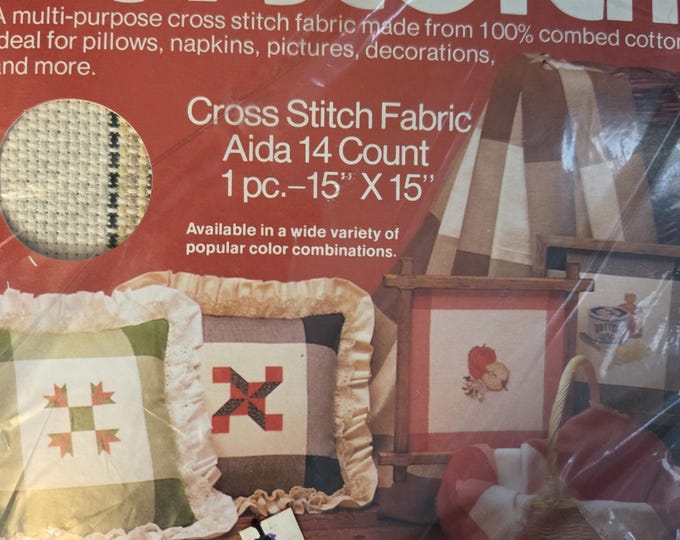 Charles Craft Hopscotch 14ct 15x15 Aida Cloth Plaid. FREE SHIPPING.