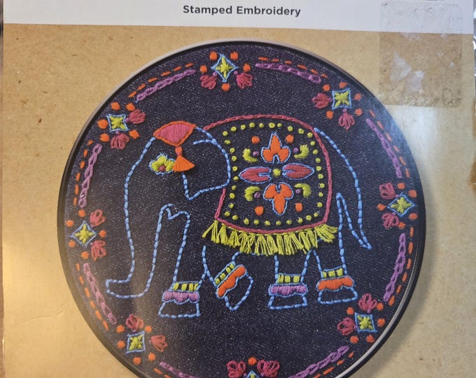 Bucilla Worldly Elephant Stamped Embroidery  Kit. FREE SHIPPING. Preowned Older Condition.