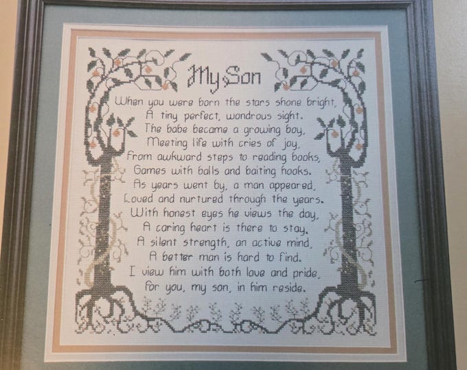 Cross My Heart My Son Poem Cross Stitch Pattern. FREE SHIPPING. Used Condition.