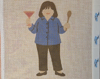 PREORDER Just That Easy! Ina Needlepoint Canvas 9"x7" -  5"x3"  finished size #18 mesh. Please allow 3 weeks from order. Free Shipping.