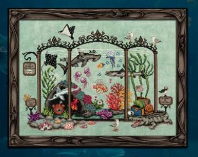 Lola Crow The Deadly Aquarium Cross Stitch Pattern. 210wx161h. New.  Free Shipping.