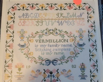 Vintage Vermillion Stitchery Garland, Joy & Love Wedding, Second Mary Ann Gibson Sampler Cross Stitch Pattern.Good Condition. Free Shipping.