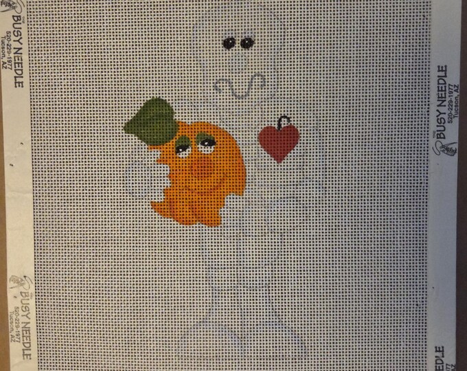 Gimmies Skeleton Ghost Halloween Needlepoint Canvas. 3.75" X 6.25". 18ct. Preowned Condition. FREE SHIPPING