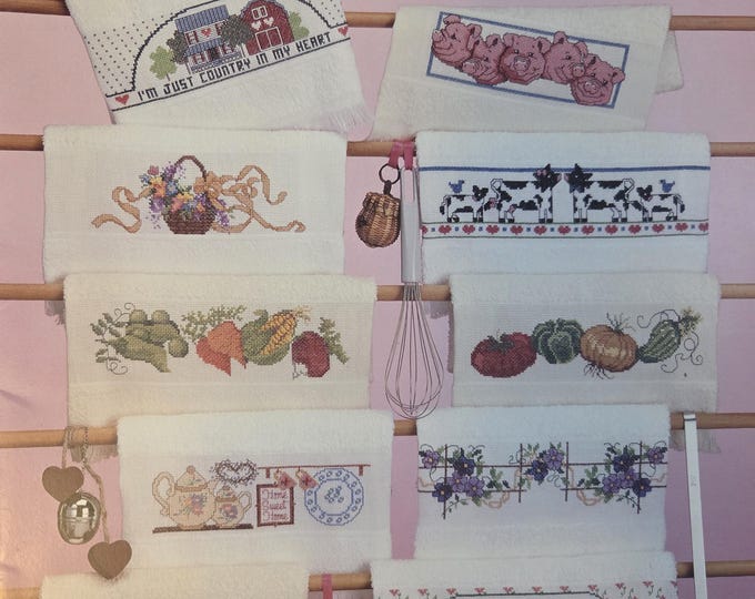 American School of Needlework Kitchen Towels. Cross Stitch Pattern. Free Shipping. Good Condition.