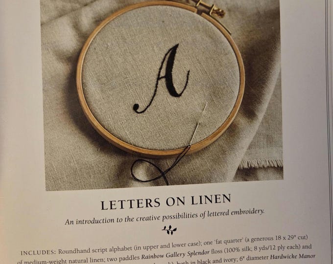 Churchmouse Yarns Teas Letters on Linen Embroidery Kit. FREE SHIPPING. Estate Sale Preowned Like Good Condition.