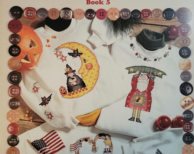 Leisure Arts Buttoned Up for the Holidays Cross Stitch Pattern. FREE SHIPPING. Good Condition.