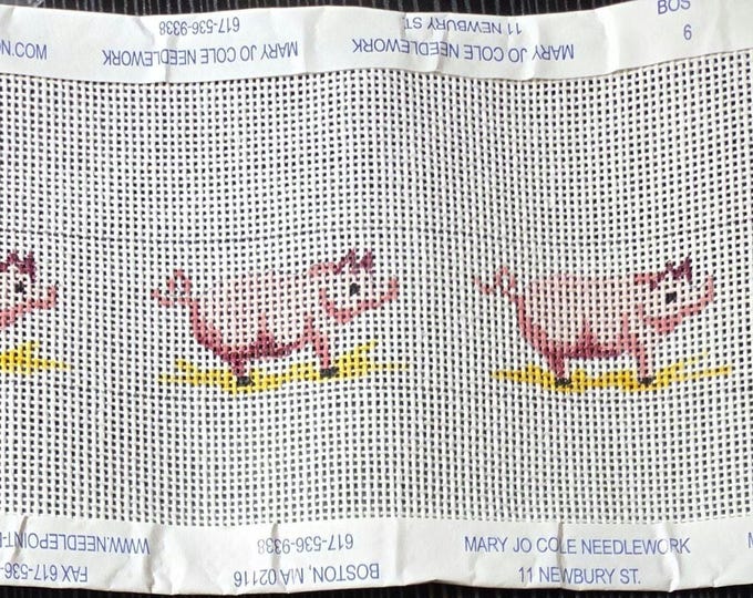 Pig Belt Needlepoint Canvas.  18 Mesh. Preowned Estate Sale Like New Condition. Canvas has been Rolled. Free Shipping.