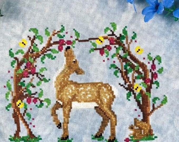 Stitch Crypt Deer in the Brambles Cross Stitch Pattern.  109wx83h New.  Free Shipping.