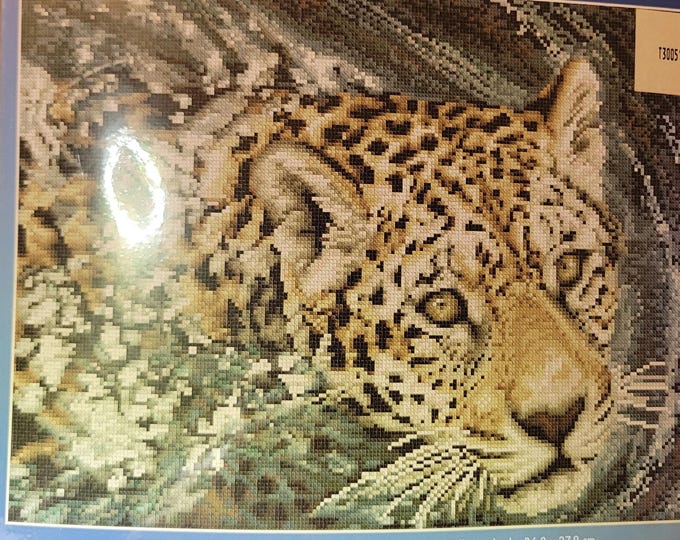 Janlynn Jaguar Swimming Cross Stitch Kit. FREE SHIPPING. Extremely Rare Find